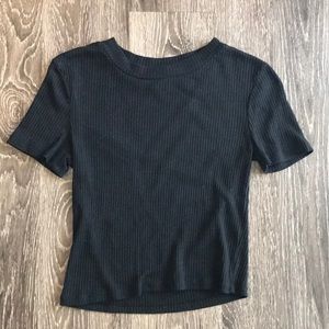Zara black robbed crop top